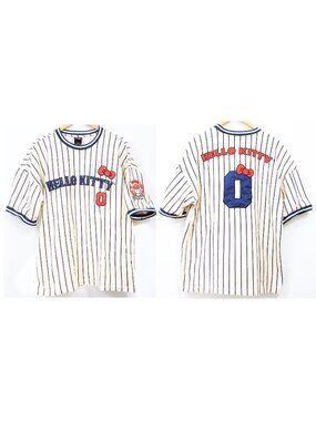 Sanrio Hello Kitty Striped Baseball Jersey - Women's M Organic Cotton